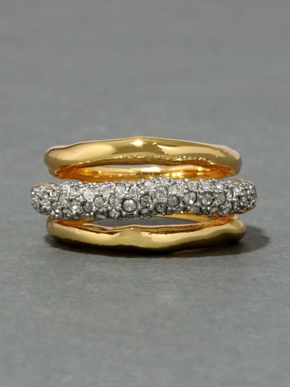 ALEXIS BITTAR Crystal Orbiting Ring Size Solanales Gold Clear Crystal JL19